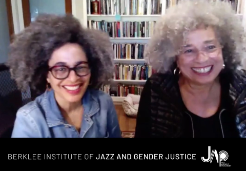 Angela Davis and Gina Dent visiting the Institute of Jazz and Gender Justice