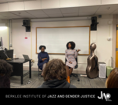 Brandee Younger visiting the Institute of Jazz and Gender Justice