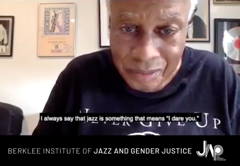 Wayne Shorter speaking to the Institute of the Jazz and Gender Justice Students