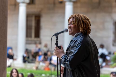 Christian Inman performs as part of Berklee's Summer in the City concert series.
